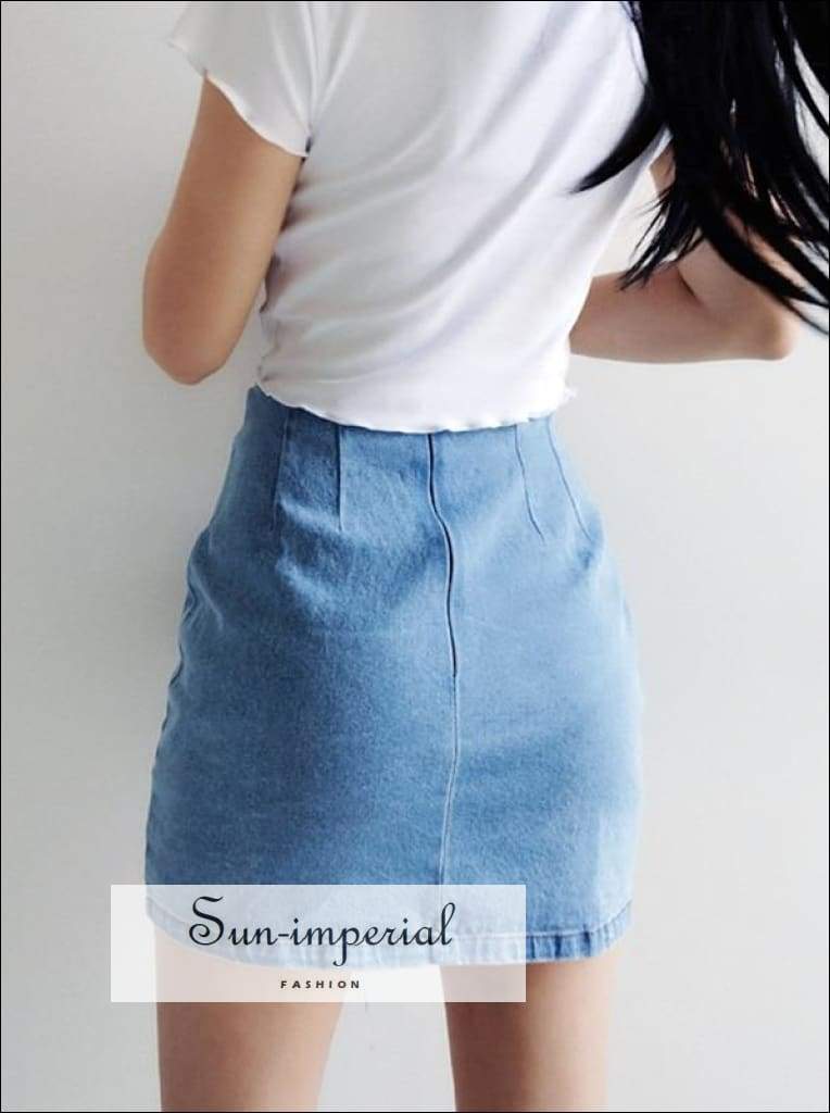 denim skirt with front split