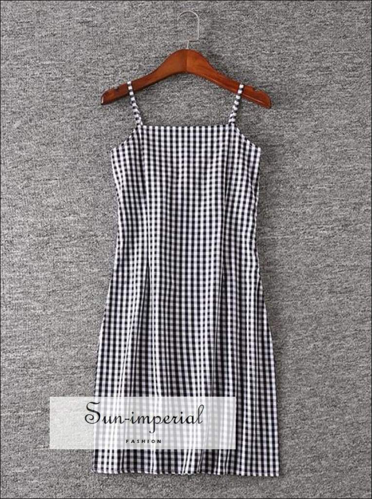 black and white spaghetti strap dress