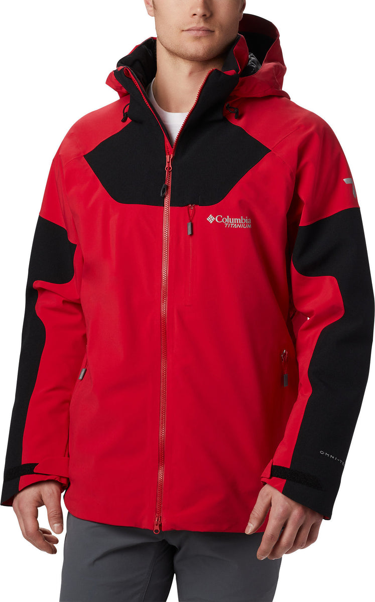 red and black columbia jacket