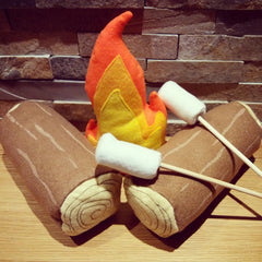 Felt campfires logs and marshmallows