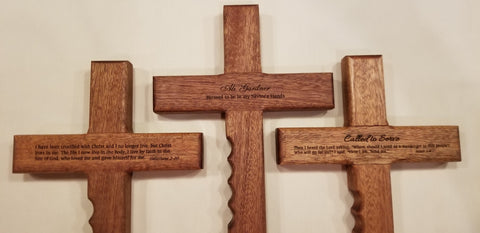 Wooden Cross with Engraving Directly in the Wood