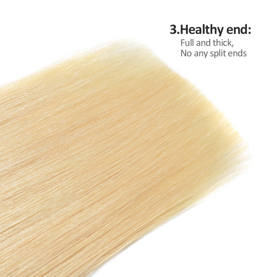 MYB Blench Blonde Straight Clip In Ponytail Hair Extension Wrap On Hair Piece Healthy End