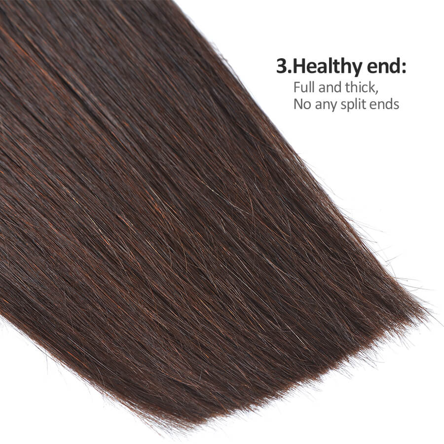 MYB Dark Brown Silky Straight Remy Human Hair Wrap Clip-in Ponytail Hairpieces Healthy End