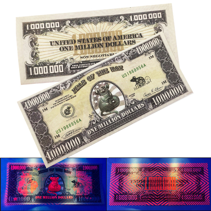 100 Pcs Of One Million Dollars Novelty Notes Banknote Year Of The Rat Xycoins