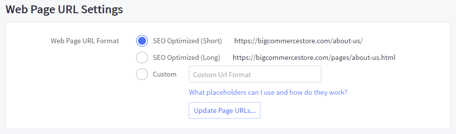 URL slug options