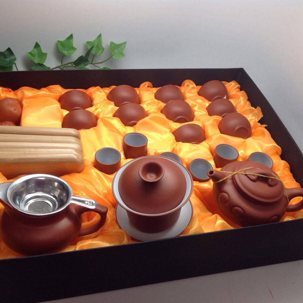 Yixing Tea Set A( 5oz Ruyi Red Zhisha) with tea tray#908