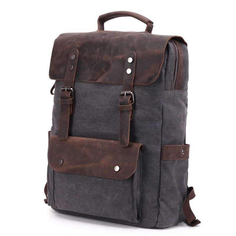 gray canvas backpack