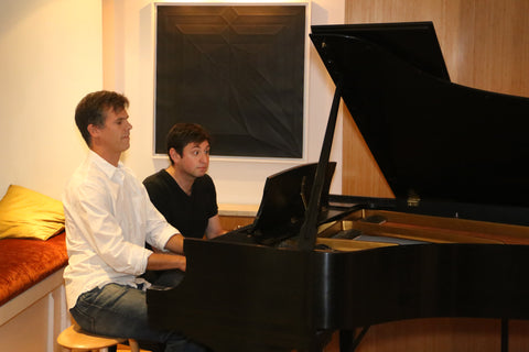 Pianist Ronen Segev and Andy Luse are performing piano 4 hands on a Steinway Model L Piano at Park Avenue Pianos.