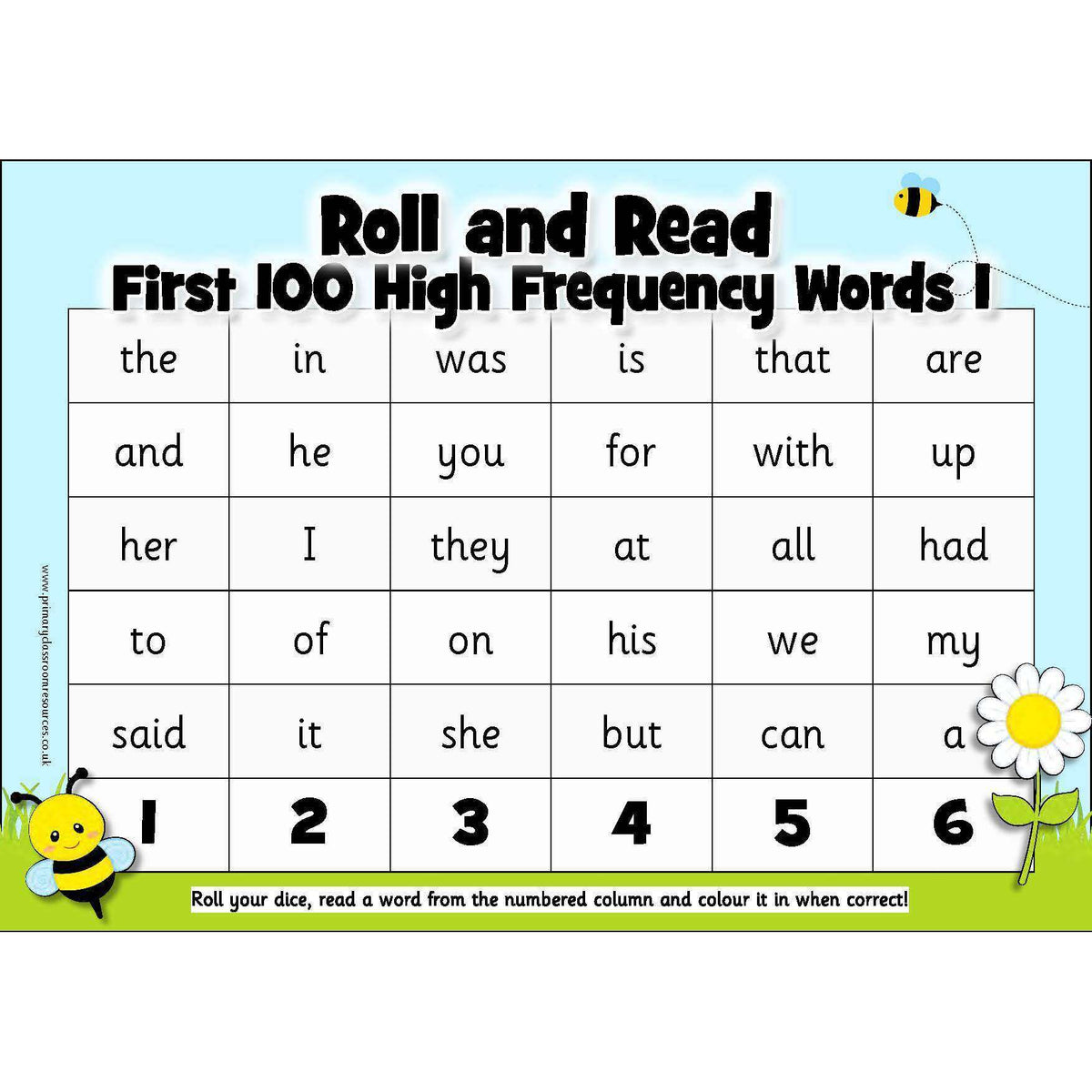 Roll and Read Letters and Sounds 100 High Frequency Words Primary