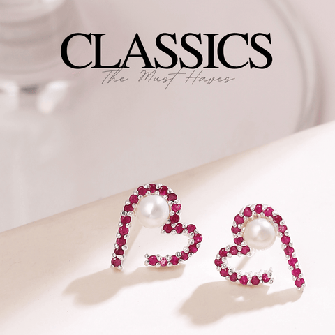 Classic Jewelry Collection by Nirwaana. Classic Styles with Ruby & Pearl. Classics combination of Rubies and Pearl for Chic Silver Jewellery by Nirwaana. Sterling Silver Jewelry Styles.