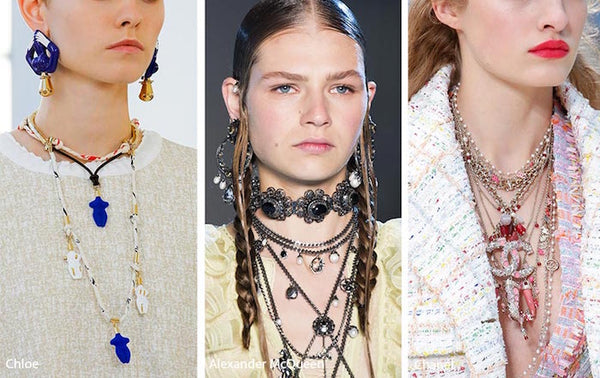 Jewelry layering and stacked neckpieces