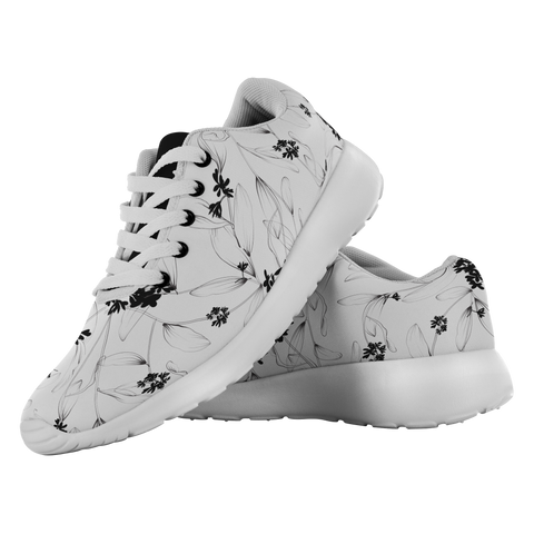 Black & White Floral Unisex Running Shoes