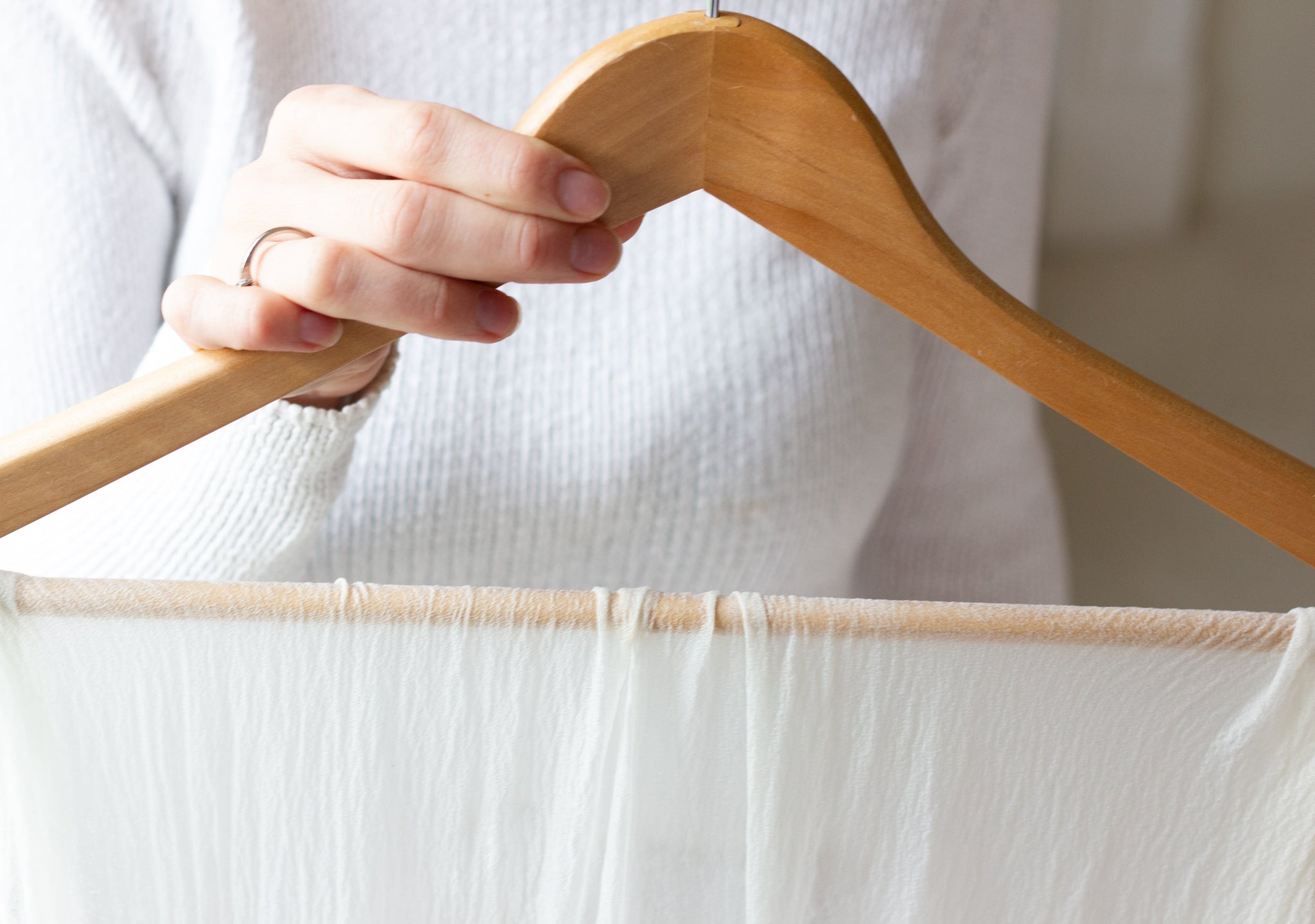 Hang on a wooden hanger or dry flat when washing silk