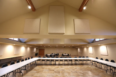 acoustical panels can help improve room acoustics include large public spaces such as churches, places of worship, concert halls, and university lecture theaters 