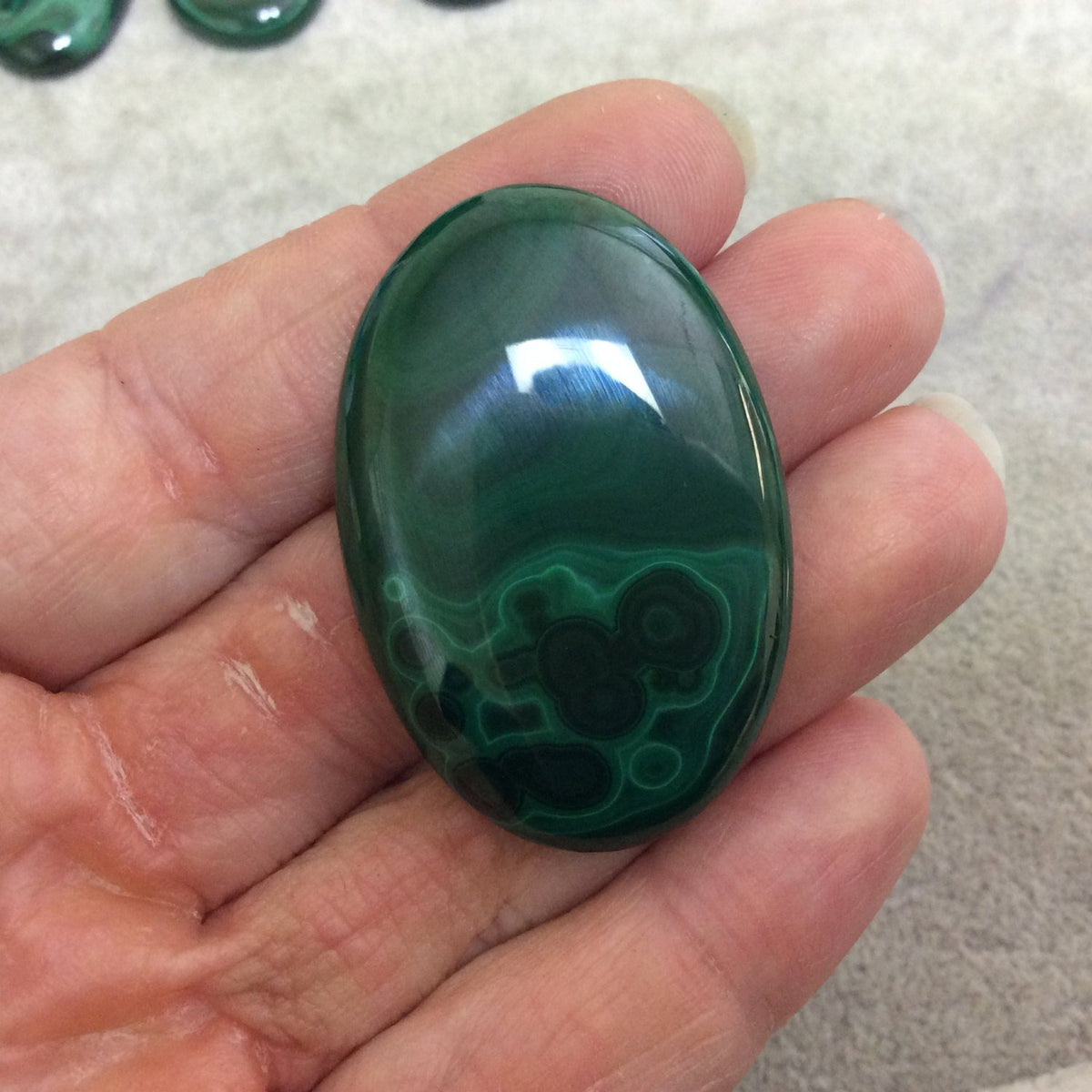 Natural High Quality Cab Measuring 19mm x 29mm OOAK Genuine Malachite OblongOval Shaped Flat Backed Cabochon 5mm Dome Height