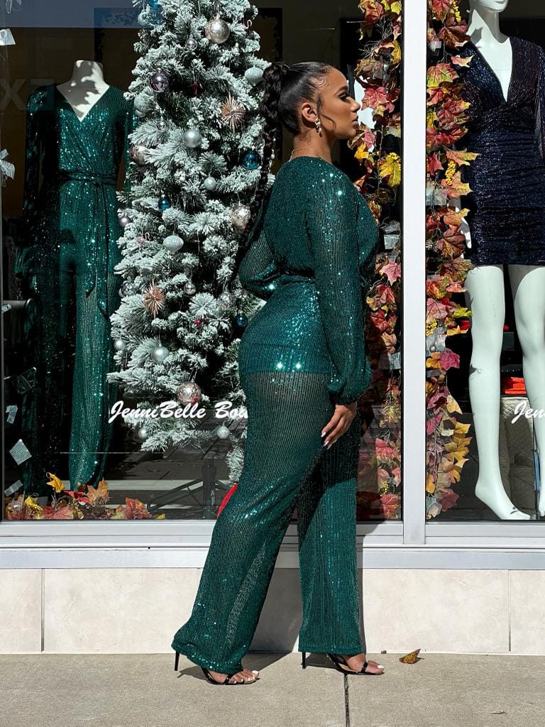 holiday sequin jumpsuit