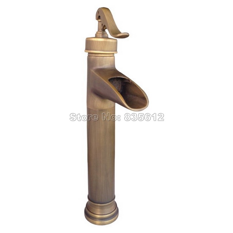 New Water Pump Look Style Deck Mounted Antique Brass Bathroom