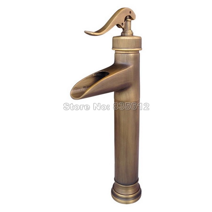 New Water Pump Look Style Deck Mounted Antique Brass Bathroom