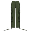 Y2K Side Pockets Designed, Low Waisted Khaki Wide Leg Hip Hop Loose Cargo Pants / Streetwear / Vintage / Harajuku / Korean / Grunge - XoKool