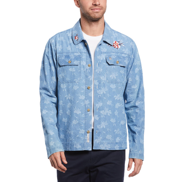 Embroidered Floral Print Denim Jacket | Original Penguin US