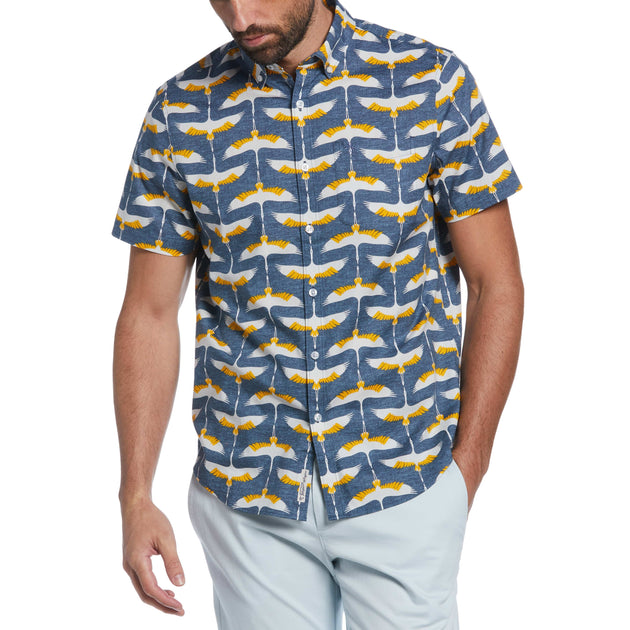 Woven Geometric Print Poplin Shirt | Original Penguin US