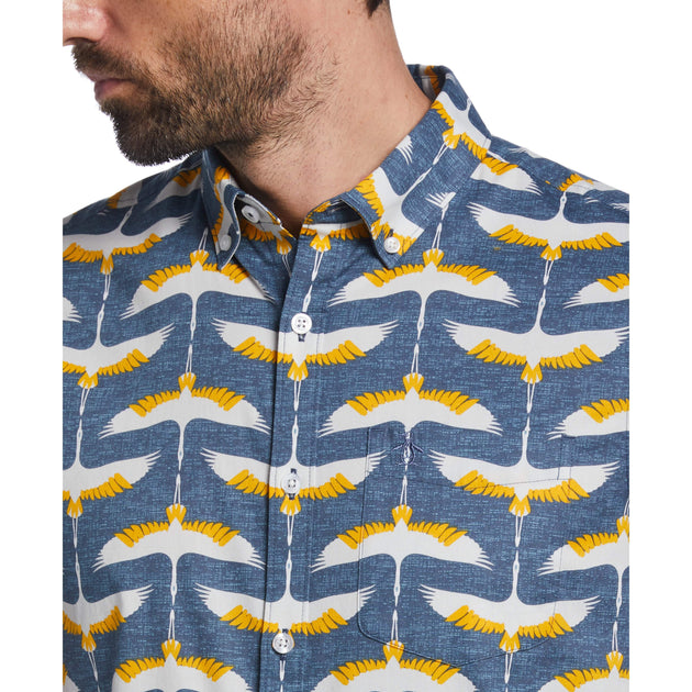 Woven Geometric Print Poplin Shirt | Original Penguin US