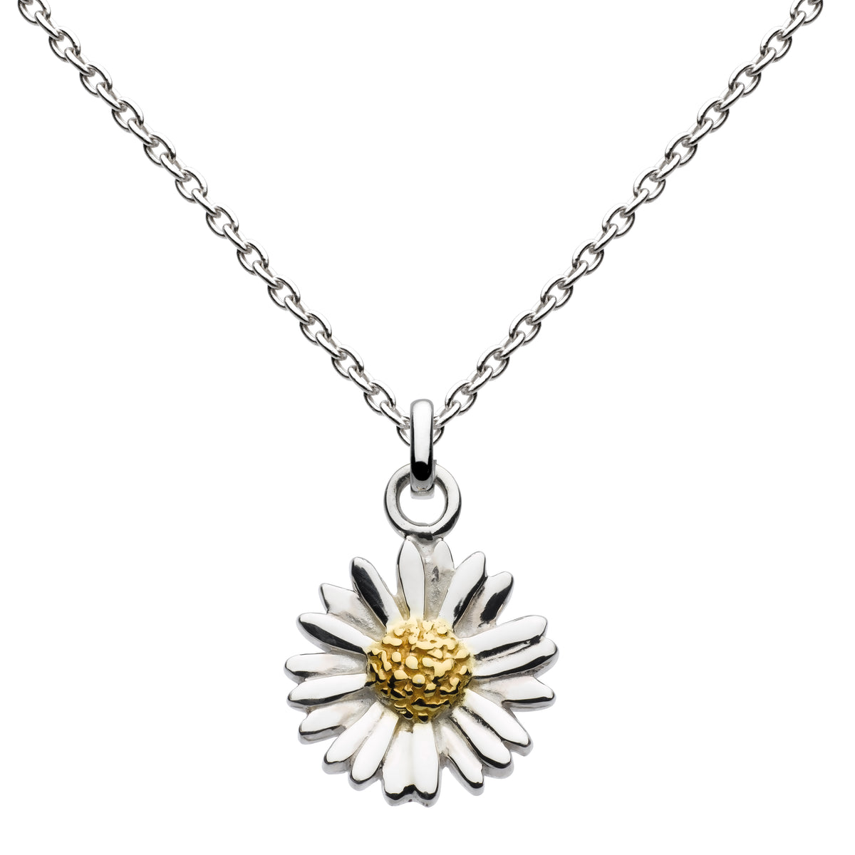 silver daisy necklace pendant