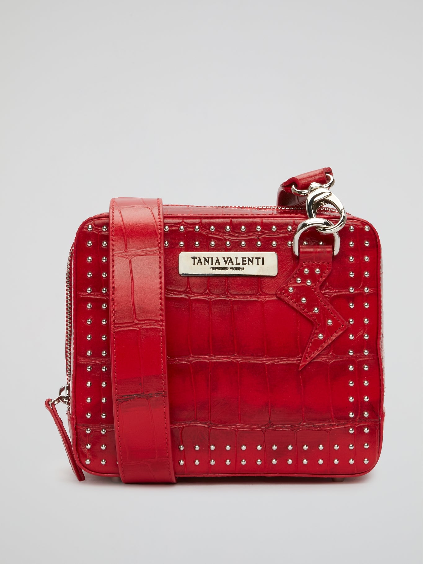 valentino red studded purse