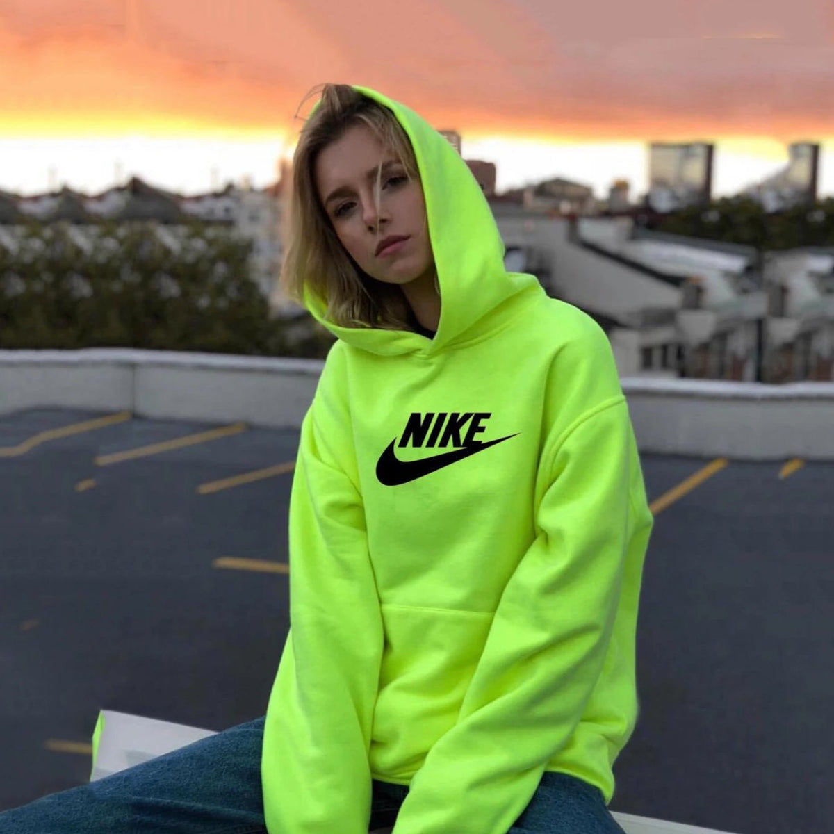 neon nike hoodie womens