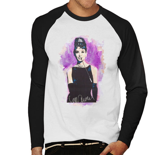 Sidney Maurer Original Portrait Of Audrey Hepburn Mens Baseball Long Sleeved T-Shirt - Mens Baseball Long Sleeved T-Shirt