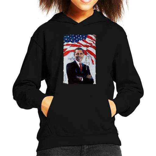 Sidney Maurer Original Portrait Of Barack Obama Kids Hooded Sweatshirt - Kids Boys Hooded Sweatshirt