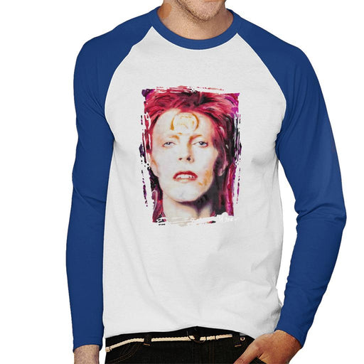 Sidney Maurer Original Portrait Of David Bowie Red Hair Mens Baseball Long Sleeved T-Shirt - Mens Baseball Long Sleeved T-Shirt