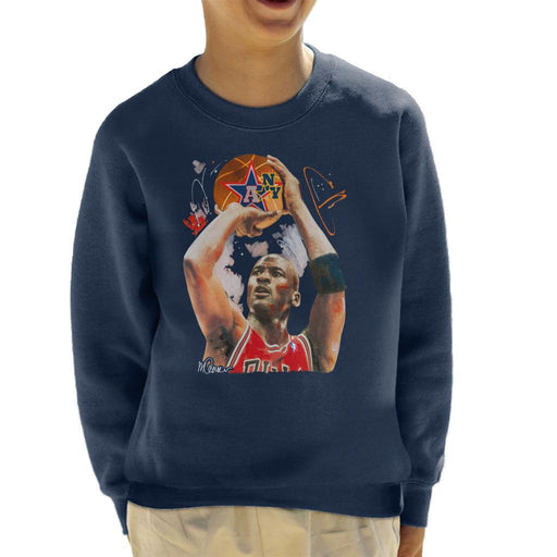 Sidney Maurer Original Portrait Of Michael Jordan Bulls Red Jersey Kids Sweatshirt - Kids Boys Sweatshirt