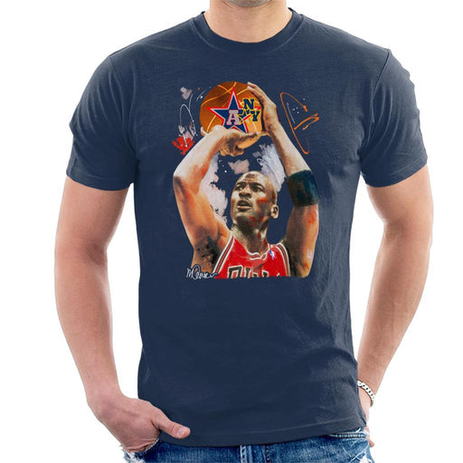 Sidney Maurer Original Portrait Of Michael Jordan Bulls Red Jersey Mens T-Shirt - Mens T-Shirt