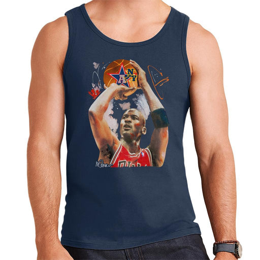 Sidney Maurer Original Portrait Of Michael Jordan Bulls Red Jersey Mens Vest - Mens Vest