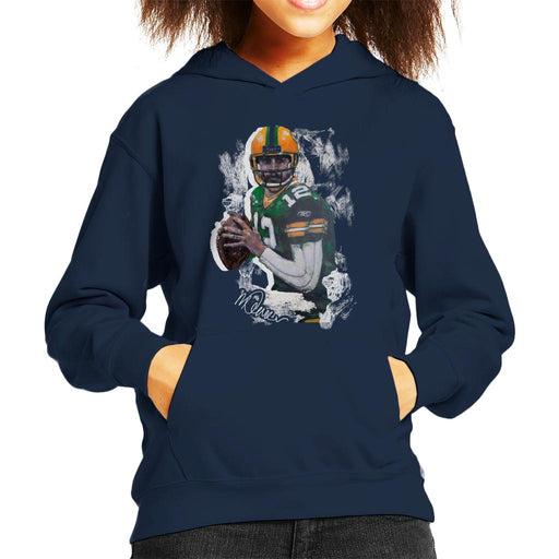 Sidney Maurer Original Portrait Of Aaron Rodgers Kid's Hooded Sweatshirt