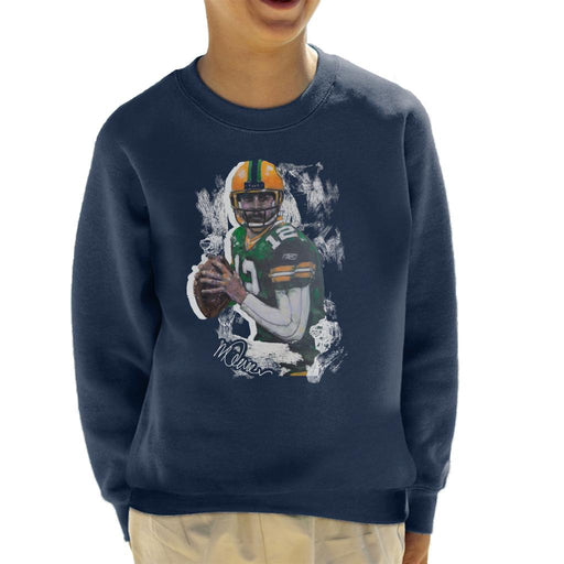 Sidney Maurer Original Portrait Of Aaron Rodgers Kid's Sweatshirt