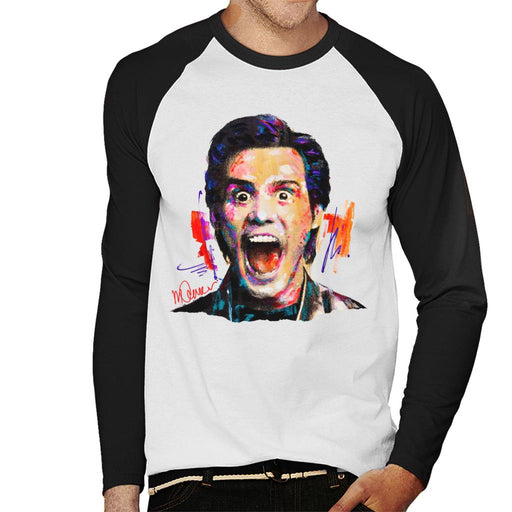 Sidney Maurer Original Portrait Of Jim Carrey Men's Baseball Long Sleeved T-Shirt