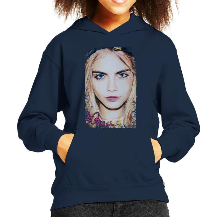 Sidney Maurer Original Portrait Of Actress Cara Delevingne Kid's Hooded Sweatshirt