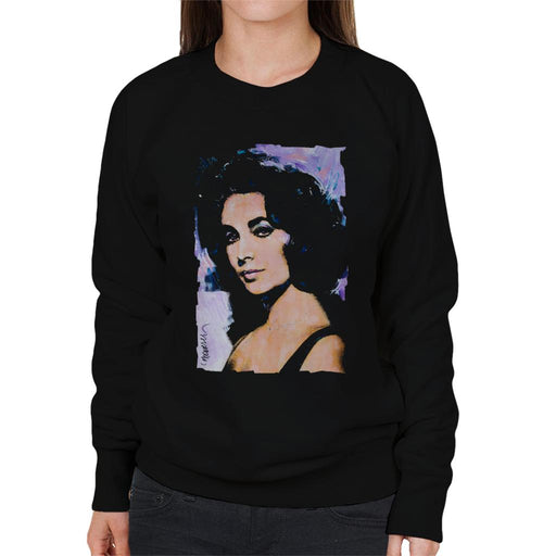 Sidney Maurer Original Portrait Of Actress Elizabeth Taylor Women's Sweatshirt