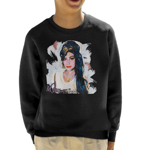 Sidney Maurer Original Portrait Of Amy Winehouse Anchor Necklace Kid's Sweatshirt