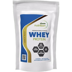 A bag of Clean Nutrition Whey Protein powder