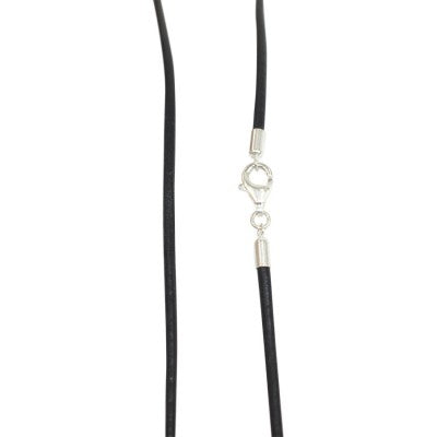 Halskæde. 2 mm sort lædersnor med sterling sølv 60-80 cm – Holmgaard Jewelry ApS