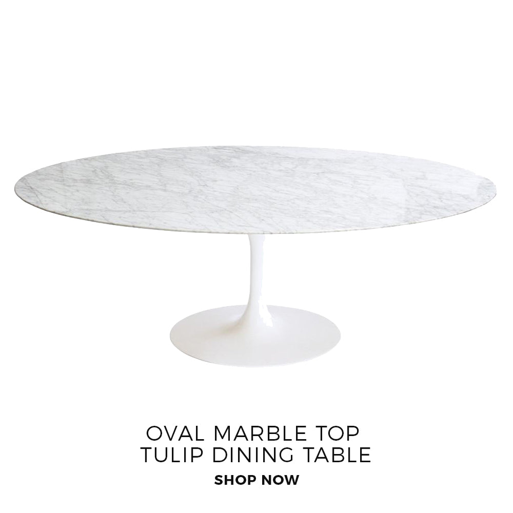 Black Rooster Decor - House & Home - Oval Marble Top Tulip Dining Table
