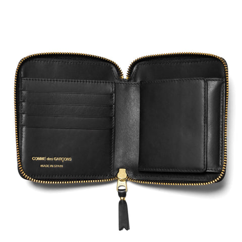 comme des garcons wallet Embossed Stitch Line Full Zip Wallet Black