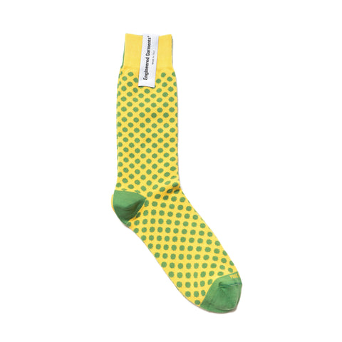 Engineered Garments Mismatch Socks Polka Dot Check Gold/Kelly Green
