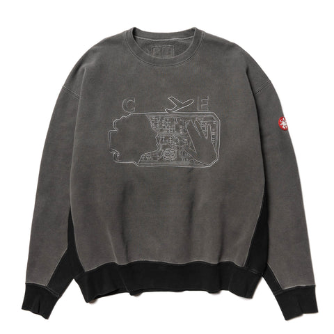 Overdye Emb Depart Crew Neck Charcoal