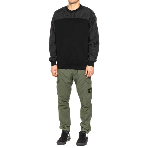 Cotton Nylon Pique Fleece Compact Treated Garment Dyed Crewneck Black