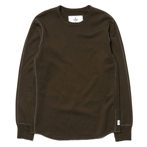 Reigning Champ Midweight Terry Scalloped LS Crewneck Olive
