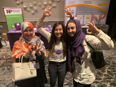 Tarfah Muammar, Emily Sauer, and Rawan Gari posing for a photo at the ISSWSH/ISSM conference.